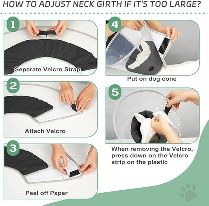 Dog Cone Collar for Recovery: Soft Elizabethan Collar Alternative to Stop Licking, Adjustable Pet Cone for Large, Medium, Small Dogs, for Surgery, Spay, Injury, Skin Treatment
