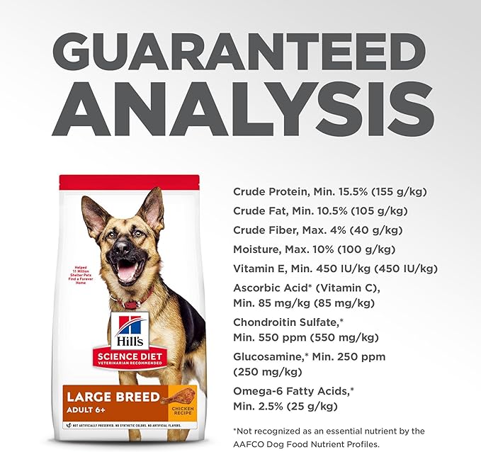 Hill's Science Diet Large Breed Senior Dry Dog Food Adult 6+, Quality Protein for Joint Support & Lean Muscles, Chicken Recipe, 15 lb. Bag
