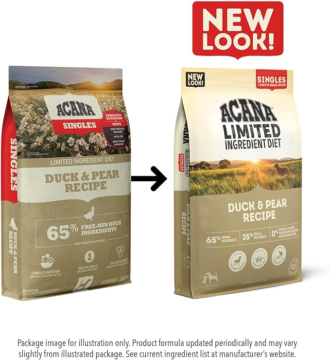 ACANA Singles Limited Ingredient Grain Free High Protein Dry Dog Food Duck & Pear Recipe 13lb Bag