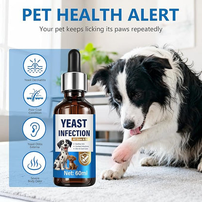 Yeast Infection Treatment for Dogs Support - Natural Dog Yeast Infection Treatment Drops with Probiotics & Vitamins - Relieves Itchy Skin, Paw Licking & Ear Irritation - Immune & Gut Health Supplement