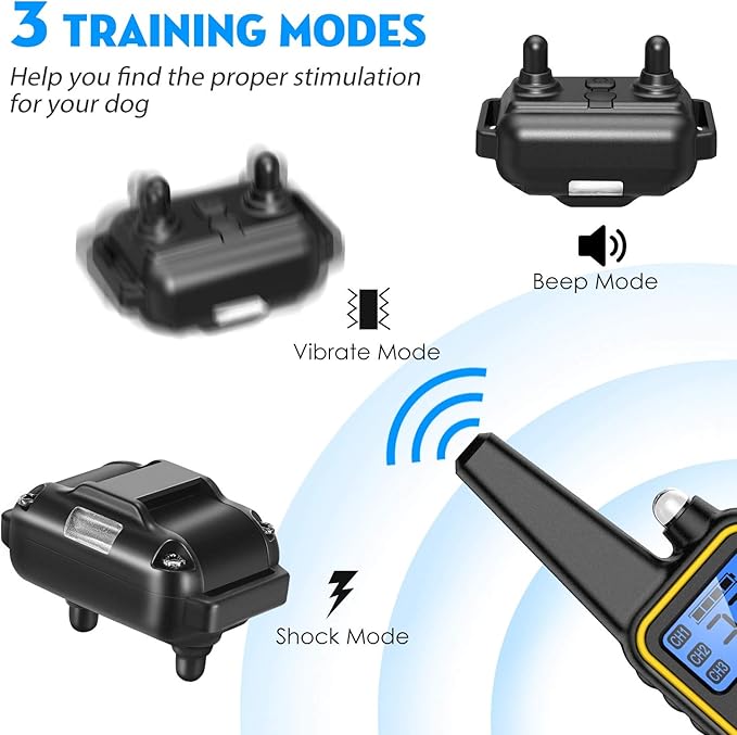 iMounTEK Shock Collar for Dogs, Bark Collar with Remote, Dog Training Collar w/3 Modes, Up to 2600Ft Remote Range, 0~99 Shock Levels, 3 Channels, for Small Medium Large Dog (Collar with Remote)