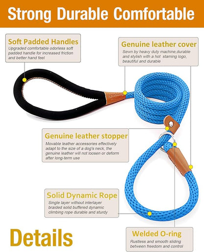 lynxking Slip Lead Dog Leash, 8 FT x 1/2" Heavy Duty Dog Loop Leashes, Comfortable Strong Rope Slip Leash for Dogs