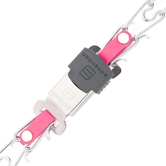 Herm Sprenger Chrome Plated Steel Dog Collar with Quick Release ClicLock Buckle O-Ring Biothane Insert Training Collar Made in Germany (Passionfruit Pink, 16in x 2.25mm(Neck Size up to 13-14in))