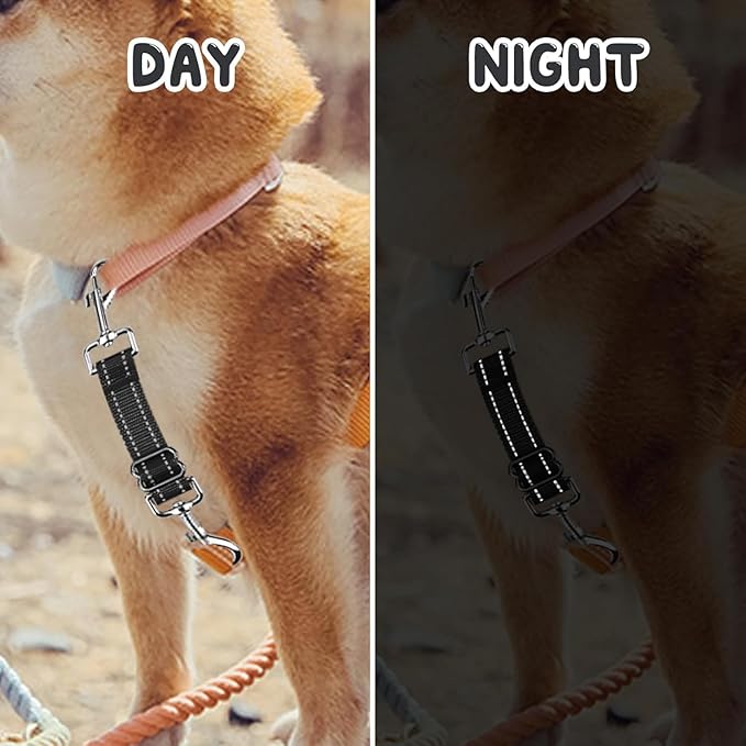 YUEPET Dog Safety Collar Clips 2 Pack Adjustable Prong Collar Backup Clips Reflective Double Ended Backup Clasp Leash Connector for Dog Harness to Collar Safety Clip(Black*2)