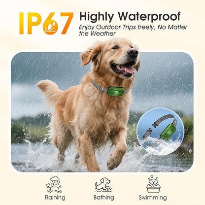 Dog Bark Collar for Large Medium Small Dogs, Effective No-Bark Collar, Smart Barking Collar, Rechargeable Bark Collar with 7 Sensitivity, 3 Modes, Waterproof, Green