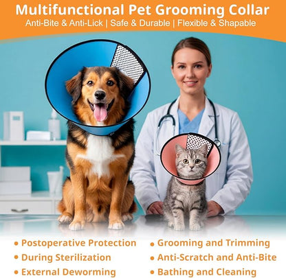 Paterr 9 Pcs Soft Dog Cone Collar Adjustable Protective for Pet Flexible Plastic Cone for Dog After Surgery Recovery E Collar for Wound Healing Small Medium Large(Colorful)