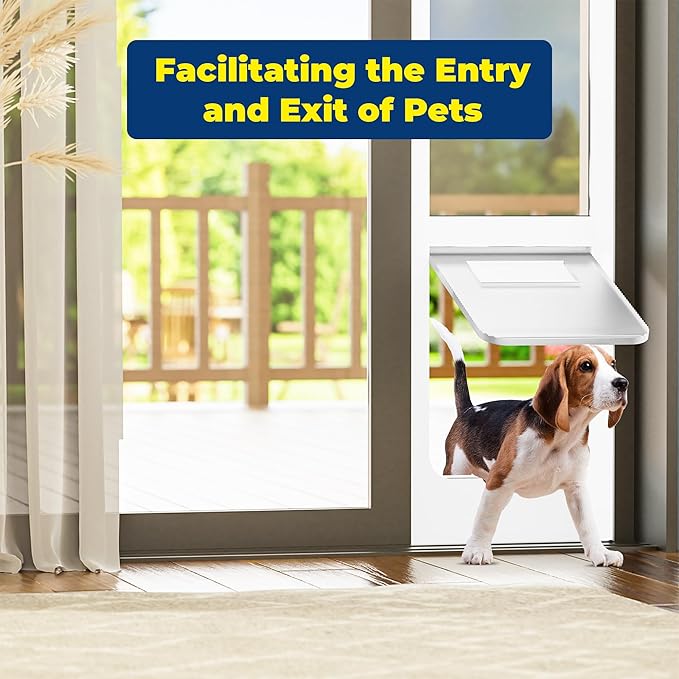 Homgava Large Dog Door for Sliding Glass Doors,No-Cut DIY Install Pet Door- Aluminum Frame& Panel & Lock, Adjustable Height 83”-91 1/5”, Suitable for Dogs Up to 105 lbs -White