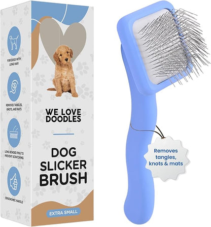 Slicker Brush for Doodles, Detangler Dog Grooming Brush for Delicate Areas, Curly or Dense Coats, Suitable for Puppies, Small and Toy Breeds & Doodles Under 25 lbs (Extra Small)