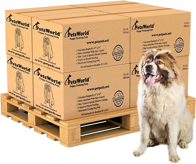 PetsWorld Enormous Dog Pee Pads 37"x54" 800 Count – XXXL Pet Pee Pads for Giant Dogs & Pets, Heavy Duty Leak-Proof Dog Training Pads, Super Absorbent Quick-Dry Potty Pads with Adhesive Tabs