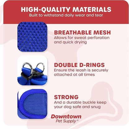 Downtown Pet Supply Step in Dog Harness for Small Dogs No Pull, X-Small, Blue - Adjustable Harness with Padded Mesh Fabric and Reflective Trim - Buckle Strap Harness for Dogs