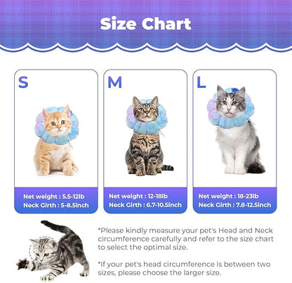 Flower Cat Cone, Uadonile Adjustable Dog Cone Collar, Soft Dog Elizabethan Collar Recovery E Collar After Surgery, Recovery E-Collar for Kittens/Puppies and Cats Recovery(Tie-dye Purple Blue, L)