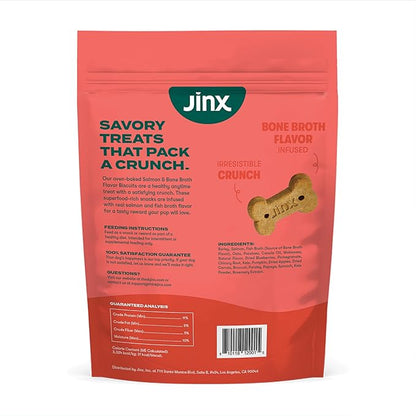 Jinx Oven-Baked Salmon Bone Broth Biscuit Dog Treats - Crunchy, All Natural, Superfood-Rich with High-Protein Salmon, Dog Biscuits for Puppies, Adults & Seniors - 16oz (Pack of 2)