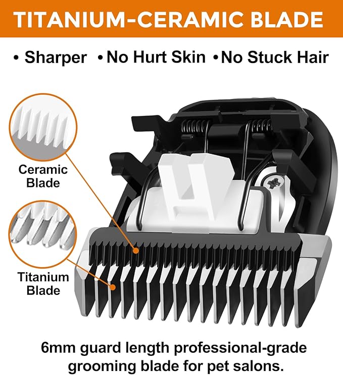 Petsaunter 2 PCS(3mm+6mm) Guard Length Replacement Dog Clipper Blade, Low Noise Trimmer for Grooming, Sharp Titanium-Ceramic Blade