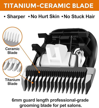 Petsaunter 2 PCS(3mm+6mm) Guard Length Replacement Dog Clipper Blade, Low Noise Trimmer for Grooming, Sharp Titanium-Ceramic Blade