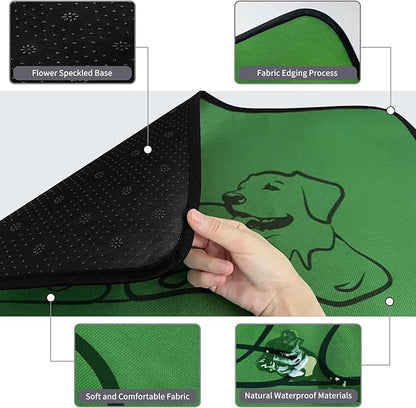 Washable Pee Pads for Dogs, Absorbency Reusable Waterproof Non-Slip and Leak-Proof Training Puppy Pet Pads for Whelping Box, Playpen, Crate, Bed and Floors (Green, 24*24 Inch)
