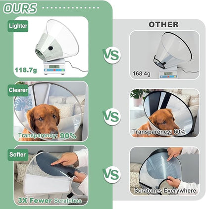 Dog Cone Collar for Recovery: Soft Elizabethan Collar Alternative to Stop Licking, Adjustable Pet Cone for Large, Medium, Small Dogs, for Surgery, Spay, Injury, Skin Treatment (Light Green, L)