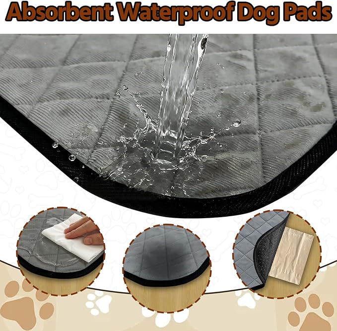 Washable Pee Pads for Dogs,Waterproof Dog Training Pads,Playpen Mat,Non-Slip Potty Pads,Super Absorbent Whelping Pads,Puppy Pad with Rounded Corn,Potty Pads (18x24(2 Pack))
