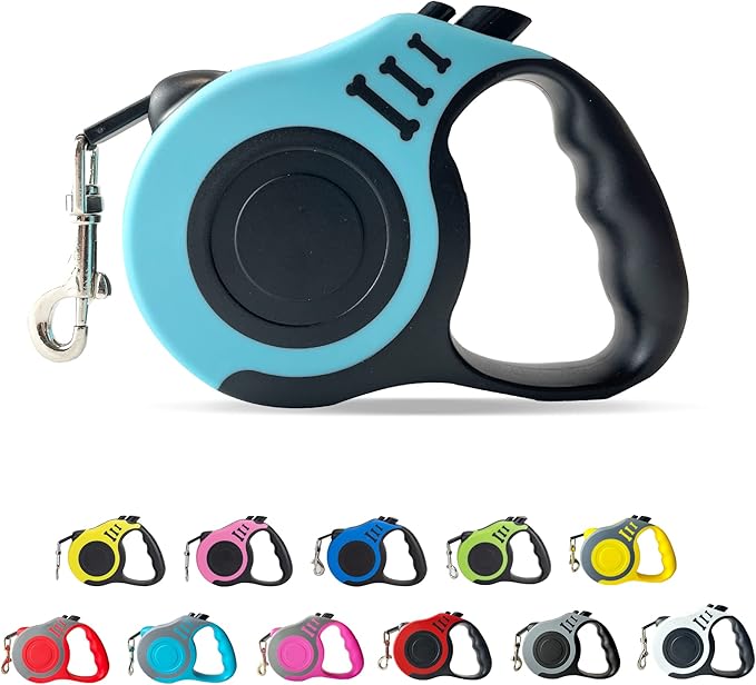Retractable Dog Leash Automatic Telescopic Tractor Dog Tape, Pet Tape 10/16 FT Durable and Convenient, with Non-Slip Handle, Suitable for Small and Medium-Sized Dogs Lake Blue