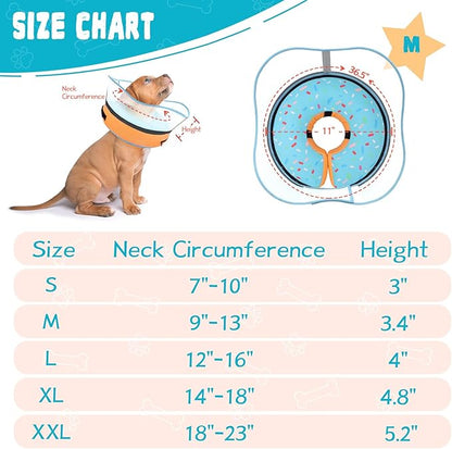 Elevated Inflatable Dog Cone Collar Alternative After Surgery, Dog Donut Collar, Soft Pet Cone to Stop Licking for Small Medium Large Dogs