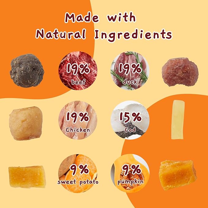 Jungle Calling Dog Treats,Dogs Kabob with Cod Stick, Rawhide-Free Chews, Made with Chicken, Duck, Beef, Sweet Potato and Pumpkin (Pack of 2)
