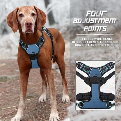 BARKBAY No Pull Dog Harness Front Clip Heavy Duty Reflective Easy Control Handle for Large Dog Walking(Navy,XL)