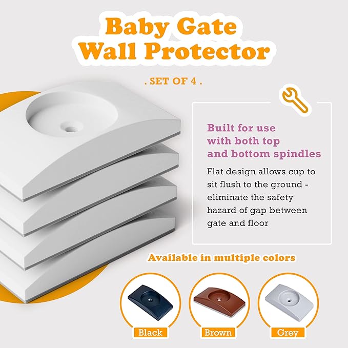Wall Nanny 2-Pack - Works with 2 Gates - Baby Gate Wall Protector (Made in USA) Protects Walls and Doorways from Pet Gates - for Pressure Mounted Indoor Safety Baby Gates - White