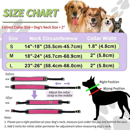 Martingale No Pull Dog Collar for Large Medium Dogs Training Walking, Heavy Duty Nylon Reflective Adjustable Anti Pull Slip Collar with Buckle L Hot Pink