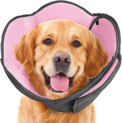 Dog Cone Collar After Surgery,Adjustable Soft Dog Cat Recovery Collar to Stop Licking Wounds,Comfortable Light-Weight Elizabethan Collar for Dogs Anti-Bite Lick Protective Wound,Pink,S