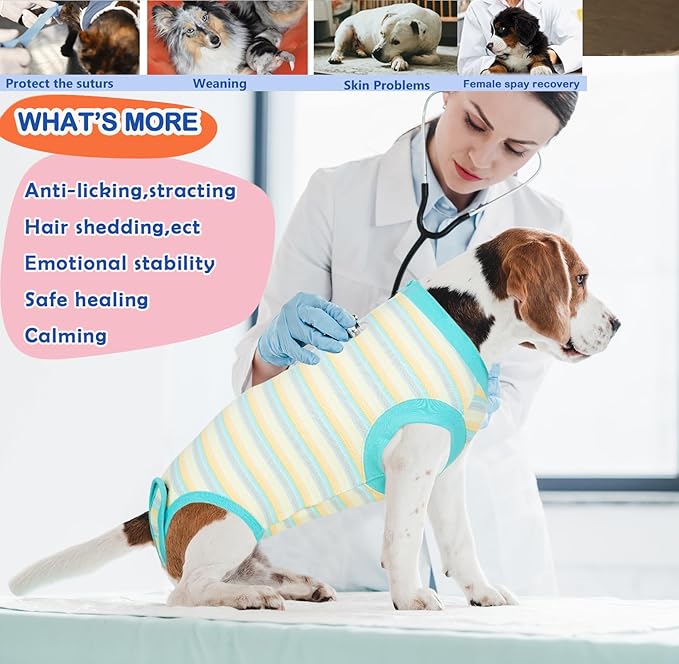 Recovery Suit for Dogs,Dog Cone Alternative Zipper Surgery Suit Female Spay,Soft Dog Surgery Suit for Anti Licking,Breathable Surgical Suit for Dogs Female Spay