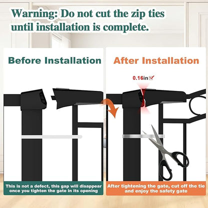 Fairy Baby 62.6"-65.3" Extra Wide Baby Gate with Door, 63 64 65 Inches Walk THR Baby Gates for Stairs Pressure Mounted no Drill, Indoor Tension Metal Child Pet Dog Safety Gate for Kids, Black