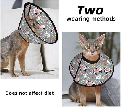 Flexible Dog Cones Cartoon Cow Character, Soft Dog Cone for Dogs After Surgery, Lightweight Alternative, Elizabethan Collar, Dogs Recovery Collar