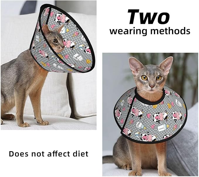 Comfortable Dog Cone for Large Dogs Cartoon Cow Character, Alternative After Surgery, Prevent Licking, Elizabethan Collar for Medium and Large Dogs