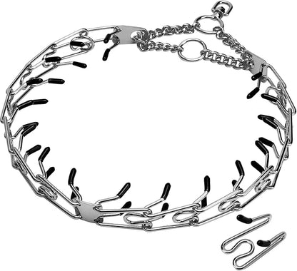 Stainless Steel Prong Pinch Collar for Dogs, Adjustable Training Collar with Quick Release Buckle for Small Medium Large Dogs (Silver, 24")