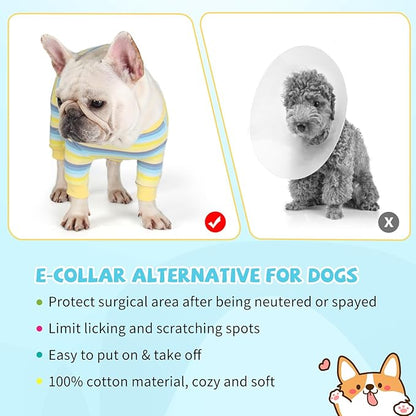 Dog Onesie for After Surgery Recovery Suit Pet Surgical Suit for Female Male Cone E-Collar Alternatives After Spay Abdominal Wounds Protector Dog Anti-Licking Onesie for Small Medium Dogs