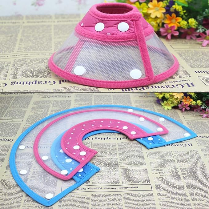 Andiker Pet Cone Recovery Dog Cone Adjustable Dog Collar Clear Padded Collar with Breathable Soft Edge Plastic Puppy Cone Protect the Neck Surgery Recovery Designed for Cats and Puppies (Small, Pink)