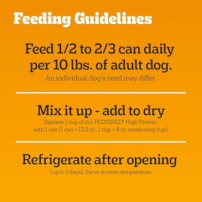Pedigree High Protein Wet Dog Food,Adult Soft Canned Dog Food Variety Pack,13.2 oz Cans,12 Count (Pack of 2)