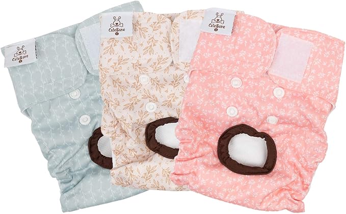 CuteBone Dog Diapers Female Washable Small Medium Large 3 Pack Reusable Doggie Diapers Puppy Period Pants for Doggy Heat Cycle Peeing
