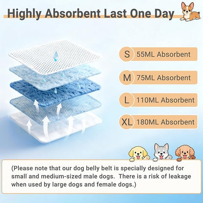 Mkono Male Dog Belly Band Wraps Washable Dog Diapers Male for Small and Medium Dogs (3 Pack), Waist 19.2 Inches to 23.8 Inches