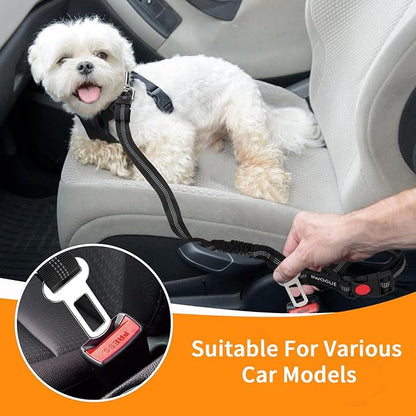 BWOGUE 2 Piece Dog Seat Belt for Car with Elastic Bungee Buffer Safety Seatbelt Car Headrest Restraint Wear Adjustable Metal Buckle Harness in Vehicle Travel for Pet