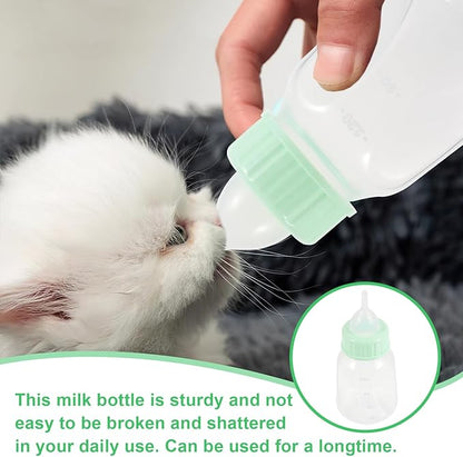 Abaodam Small Kitten Feeding Bottle Set Ergonomic Pet Nursing Feeder for Puppies Cats and Small Animals Lightweight Reusable Milk Container for Newborns and Portable Outdoor Use