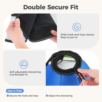 Avont Dog Cone Collar After Surgery, Alternative Adjustable Elizabeth Cone for Medium Large Dogs, Comfy Breathable Pet Recovery Collar to Stop Licking -Blue(L)