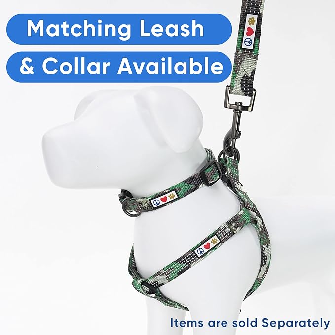 Pawtitas Reflective Step-in Dog Harness – Adjustable No-Pull Vest for Puppies to Seniors, Safe & Comfortable, S Camo Green