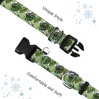 Martingale Collar for Dogs with Buckle Adjustable Nylon Tropical Slip No Pull Training Dog Collars (Palm Leaf, XLarge)