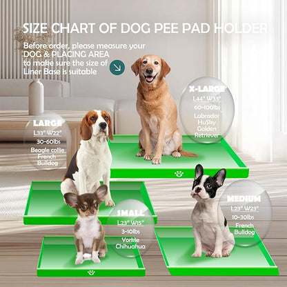 MEEXPAWS Dog Pee Pad Holder Tray Foldable, Puppy Pad Holder Liner Base High Side, Dog Litter Box Indoor for Large Dog 33’’x22’’, Training Pad Holder Leak-Proof, Potty Pad Holder for Dogs Easy Clean
