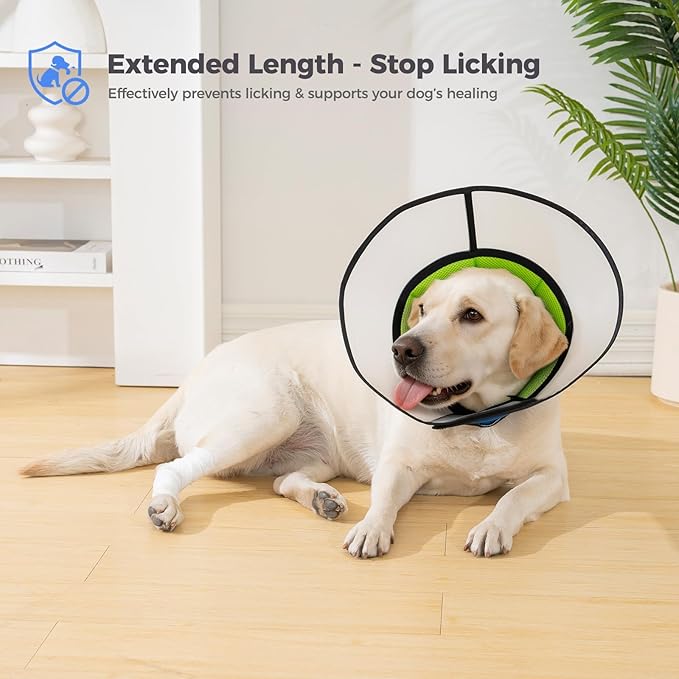 Avont Dog Cone Collar After Surgery, Alternative Adjustable Elizabeth Cone for Medium Large Dogs, Comfy Breathable Pet Recovery Collar to Stop Licking -Blue(M)
