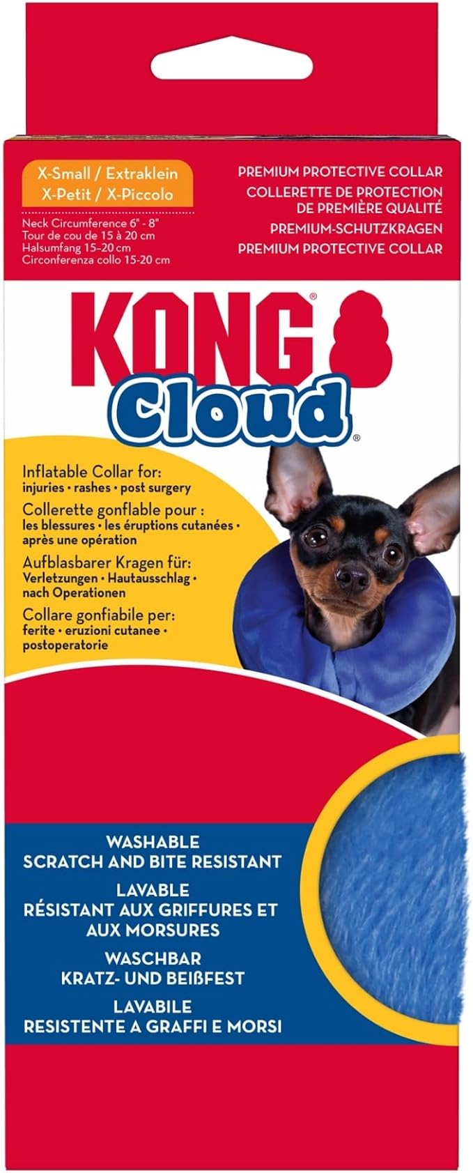 KONG - Cloud Collar - Plush, Inflatable E-Collar - For Injuries, Rashes and Post Surgery Recovery - For Extra Small Dogs/Cats
