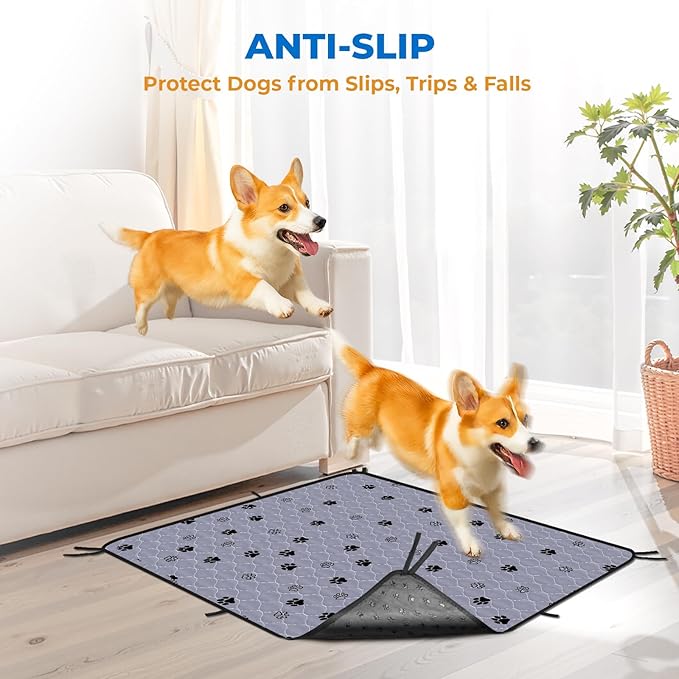 Fostanfly Washable Pee Pads for Dogs, 2 Pack 28''x34'' Large Ultra-Absorbent and Leak-Proof Non-Slip Reusable Potty Training Pads for Dogs, Puppy, Potty Buddy and Cats of Add 8 Lanyards