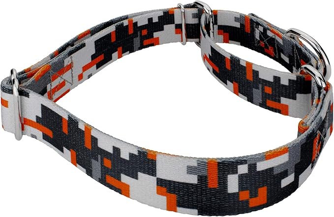 Country Brook Petz - Orange Digital Camo Martingale Dog Collar and Leash Limited Edition - Camouflage Collection Featuring Rugged Designs (1/2 Inch, Extra Small)
