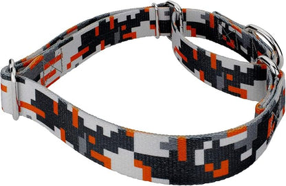 Country Brook Petz - Orange Digital Camo Martingale Dog Collar and Leash Limited Edition - Camouflage Collection Featuring Rugged Designs (1/2 Inch, Extra Small)
