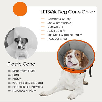 Dog Cone Collar After Surgery, Soft Cone for Small Dogs to Stop Licking, Adjustable Elizabethan Collar for Dogs, Lightweight Breathable Dog Recovery Cones for Wound Healing & Hot Spots